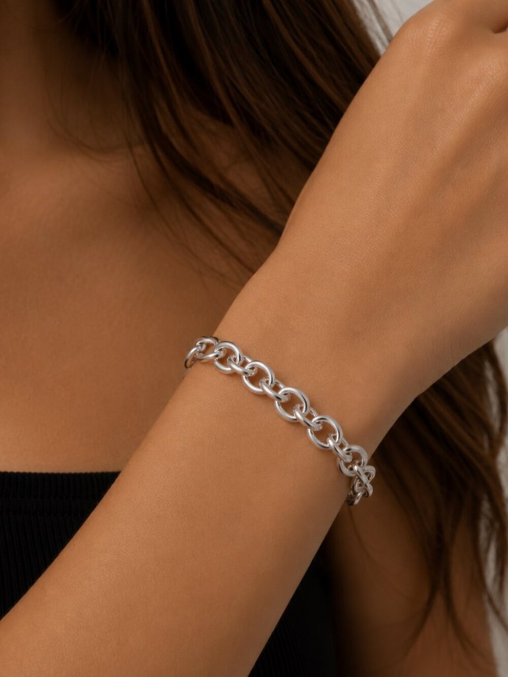 925 Sterling Silver Chunky Link Bracelet Silver Large Chain Link Bracelet